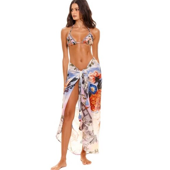 Agua Bendita Marine Numen Floral Sarong Wrap Pareo, NWT - Picture 1 of 16